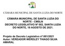 Projeto de Decreto Legislativo Nº 001/2021